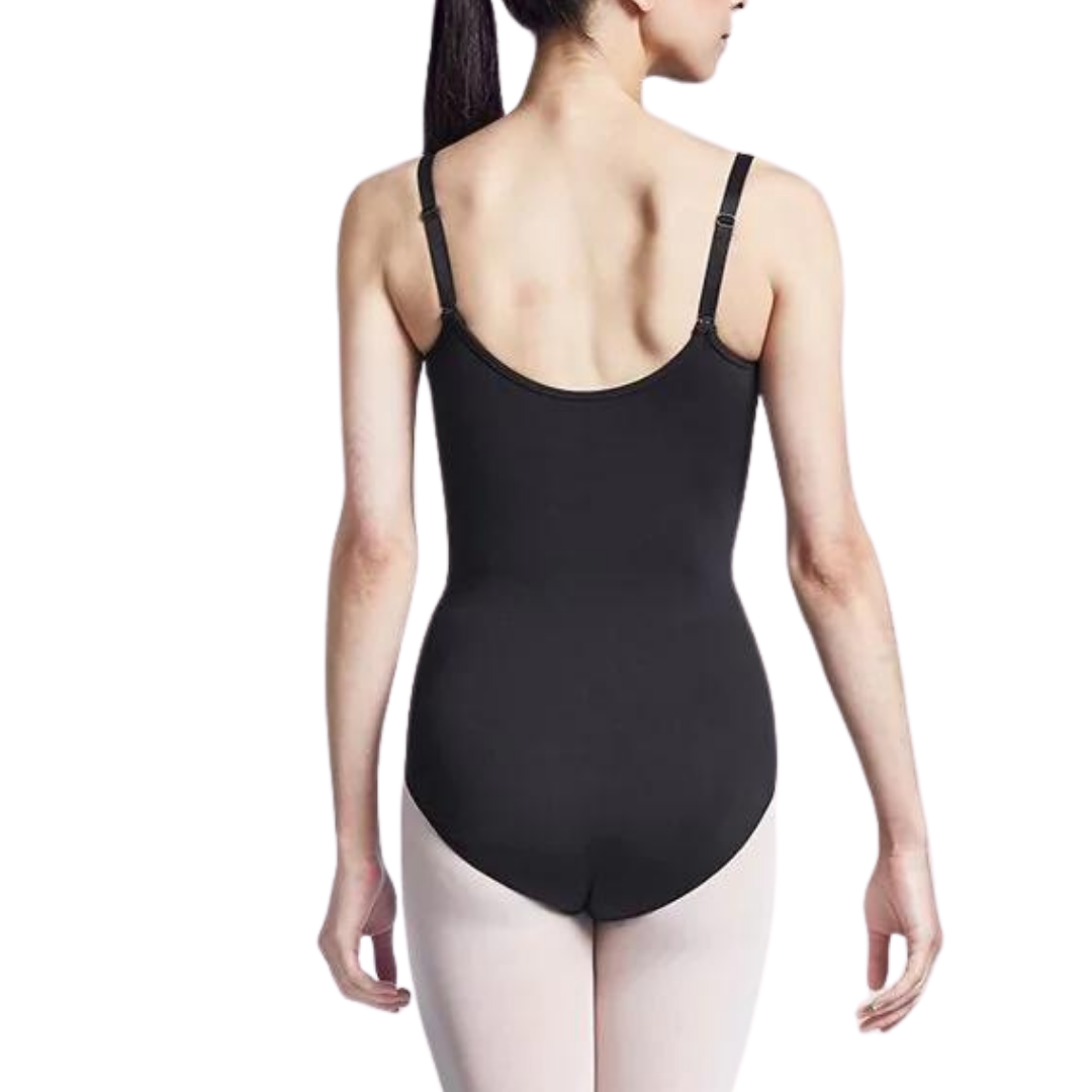 Women's camisole leotard with adjustable straps - Black Lycra - Image 2