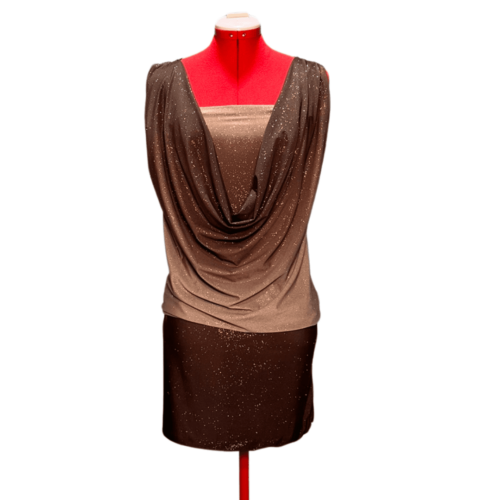 Sparkly brown gradient spandex cowl neck bodycon dress - Rental - Size Medium