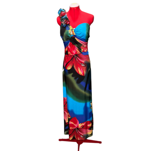 Tropical floral strapless dress with open back - Rental - Size Large