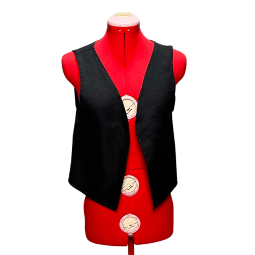 Open neck black waistcoat - RENTAL - Size Medium