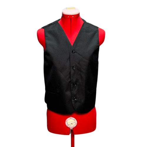 Relaxed-fit black waistcoat with buttons and satin back - RENTAL - Size XX-Small, Small, Medium