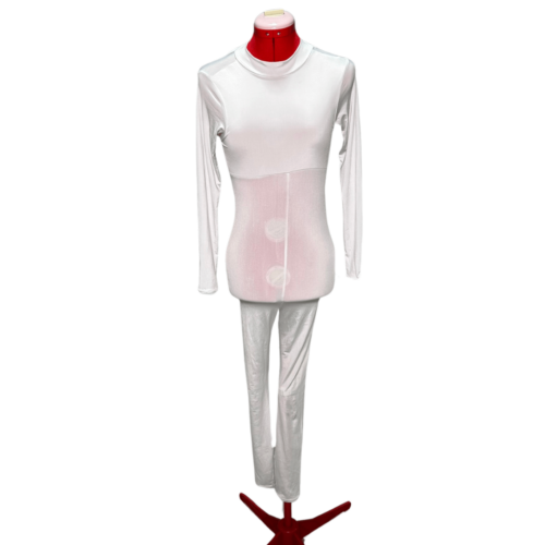White long sleeve unitard with open back - RENTAL - Size 9-10