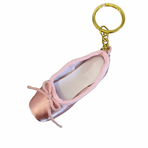 Pink Satin Ballet Shoe Keychain