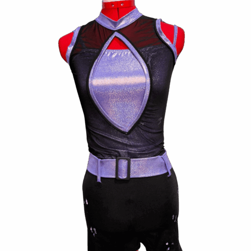 Purple and black cutout biketard - RENTAL - Size?