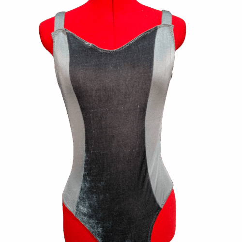 Grey stretch velvet strappy leotard - RENTAL - Size?