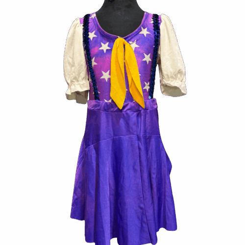 Purple leotard with white stars, puff sleeves and matching purple skirt - RENTAL - Size ?