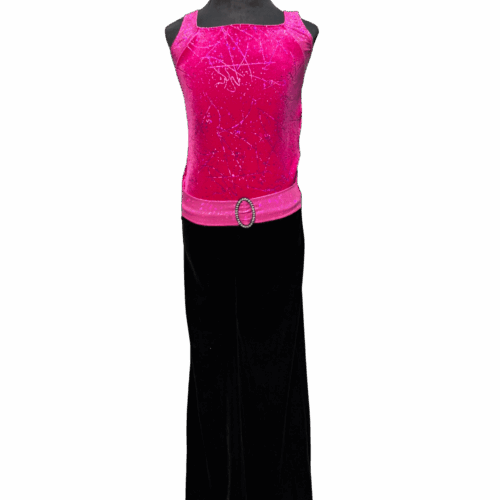 Pink and black unitard with sparkly belt detail - RENTAL - Size ?