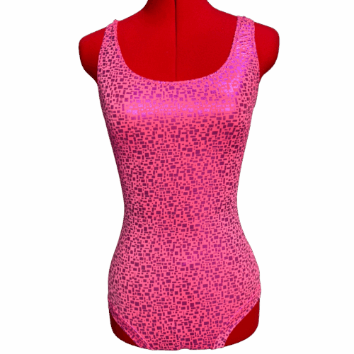 Pink leotard with holographic finish - RENTAL - Size ?