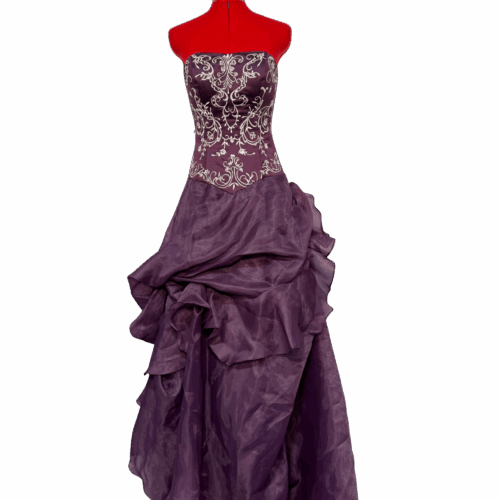 Strapless purple ballgown with tiered organza skirt - RENTAL - Size?