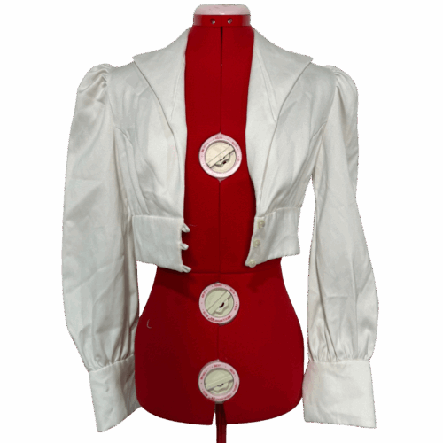 White cropped button shirt with long puff sleeves - RENTAL -Size?