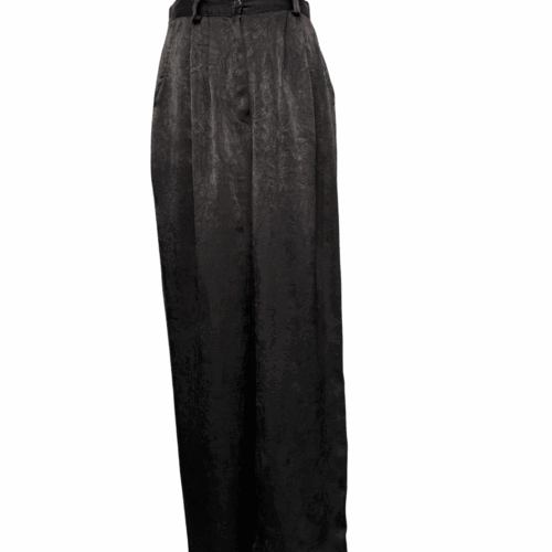 Black crinkle satin pants - RENTAL - Size?
