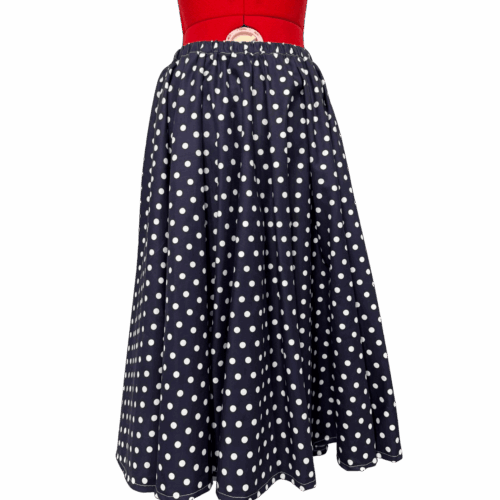 Navy polka dot circle skirt - RENTAL - Size?