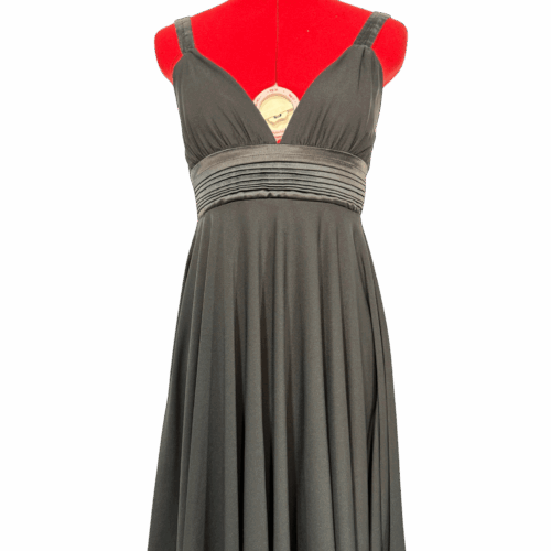 Black triangle bodice dress with satin waist sash - RENTAL - Size?